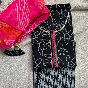 Black salwar set (top+pant+shawl)